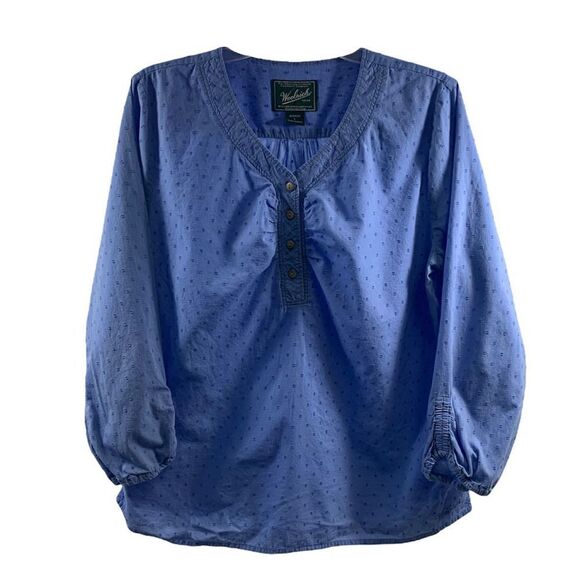 Woolrich Blue Cotton Boho Blouse Size L - Picture 1 of 11